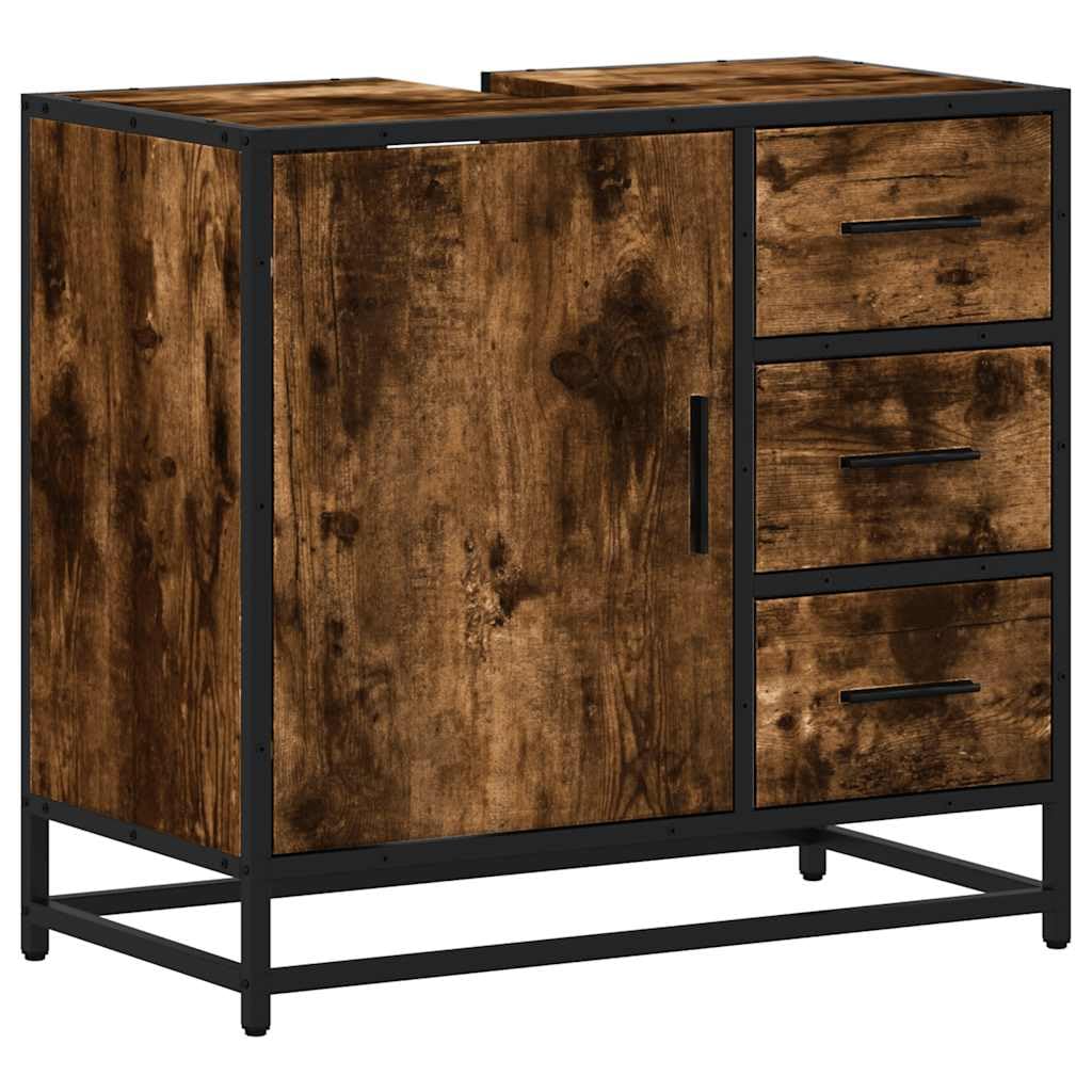 vidaXL Mueble de baño para Lavabo Roble Ahumado 65x33x60 cm, Armario de Lavabo de baño, Mueble de Lavabo de baño, Mueble de Lavabo, Mueble de baño