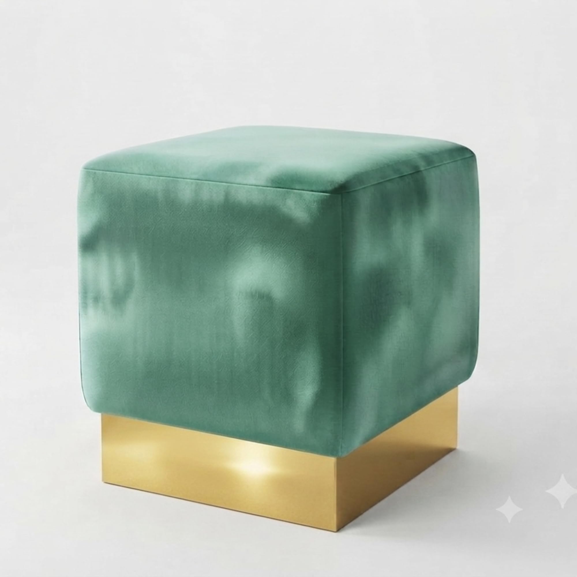 Luxury Round Velvet Ottoman Stool with Gold Base – Modern Upholstered Footrest Pouffe, Tufted Vanity Seat, Living Room Bedroom Dressing Stool-image-34