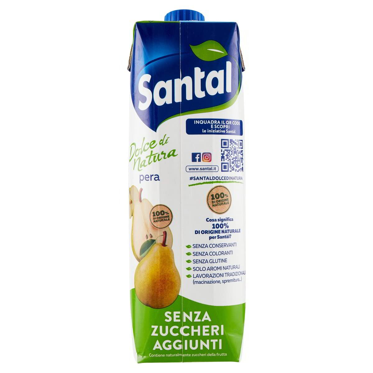 Parmalat Santal Succo di Frutta Pera Dolce di Natura Zero Zuccheri Aggiunti Peras Jugo de fruta cero Azúcar Refrescante 1000 ml