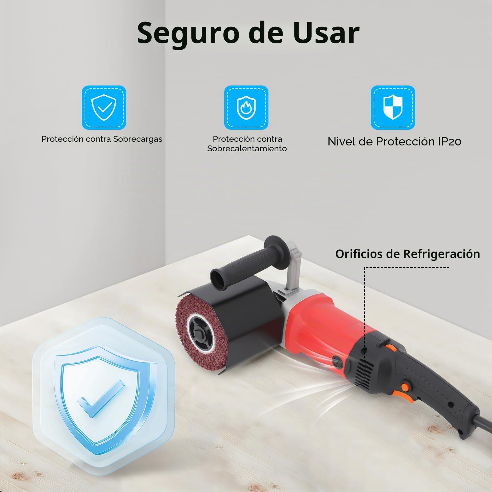 Máquina de satinado, lijadora de cepillo, 1400 W, lijadora de rodillo, amoladora angular, pulidora, máquina de cepillado, para madera, plástico, metal y acero inoxidable