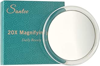 20X Magnifying Mirror with 3 Mounting Suction Cups - Use for Precise Makeup Application - Eyebrows/Tweezing - Blackhead/Blemish Removal - Bathroom/Travel Makeup Mirror, 4 Inch Round - coolthings.us
