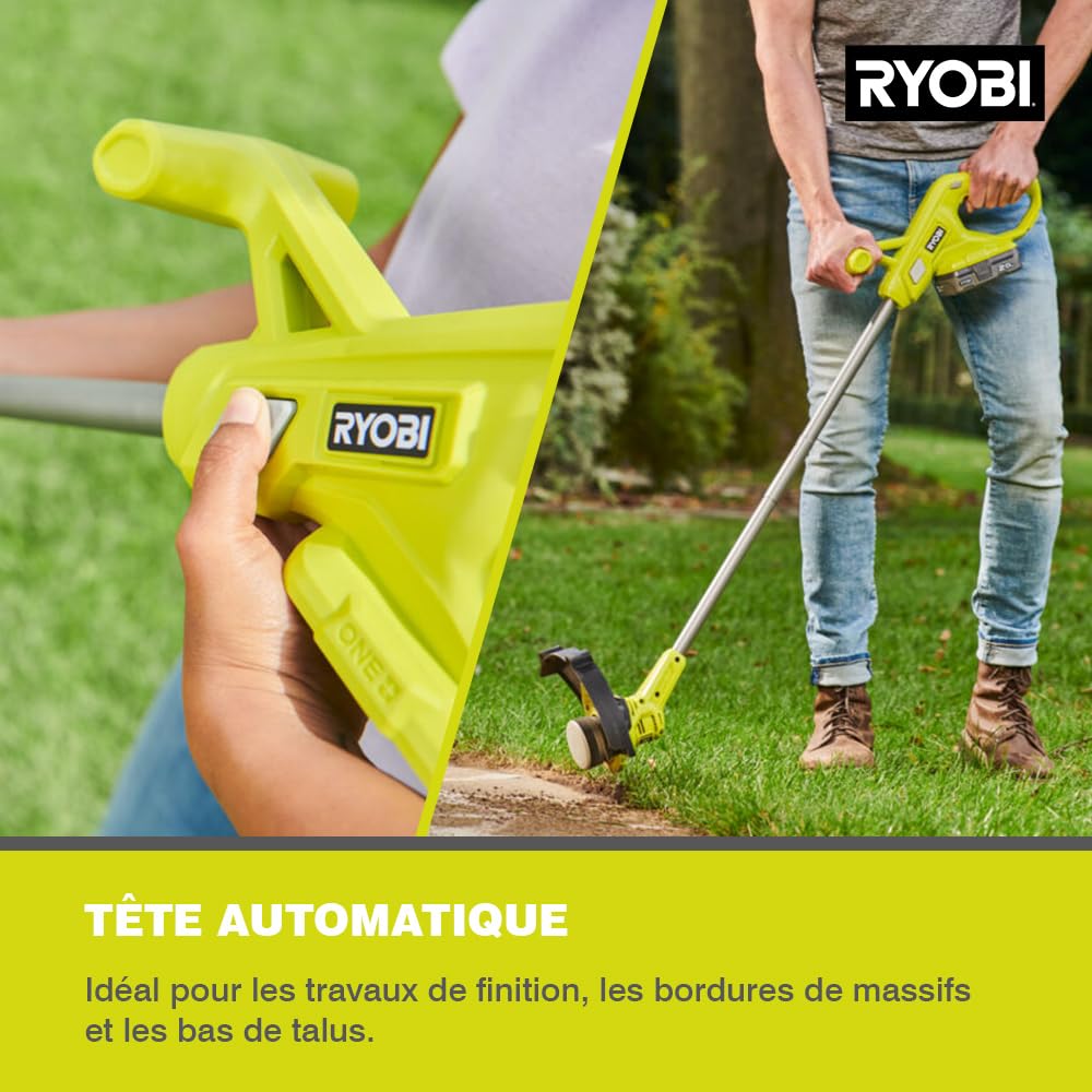 Ryobi Podkaszarka Akumulatorowa 18V, RY18LT23A-115, Szerokość Koszenia 23 cm, Automatyczne Wysuwanie Szpuli, Zestaw Zawiera Akumulator 1.5 Ah i Ładowarkę