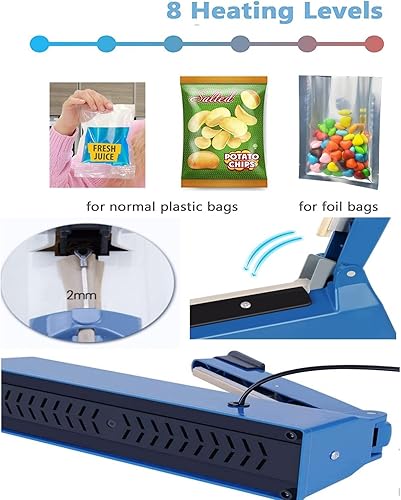 Miniatura 3 de Sellador térmico por impulso, sellador térmico de bolsas de polietileno, máquina de sellado térmico para bolsas de plástico, bolsas de PE PP con kit