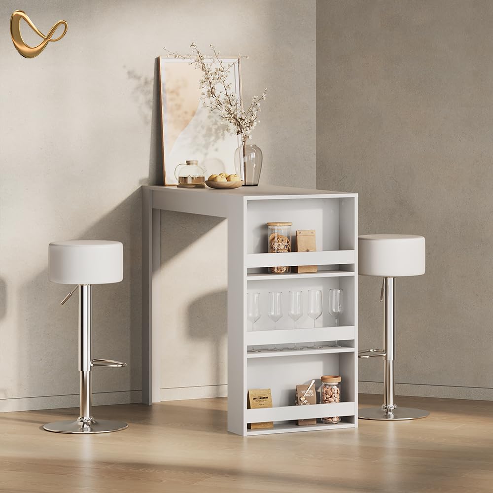 Livinity Tavolo da bar Regusa, Bianco, 57 x 117 cm