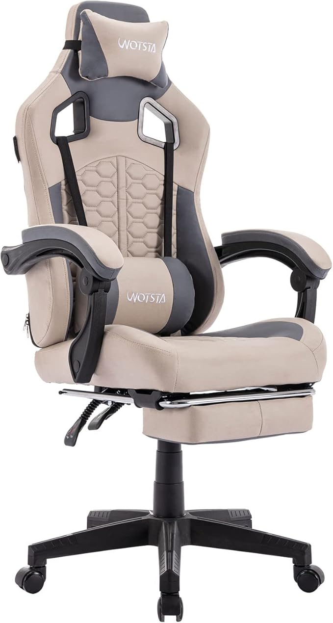 WOTSTA Gaming Chair with Footrest,High Back Gamer Chair with Massage