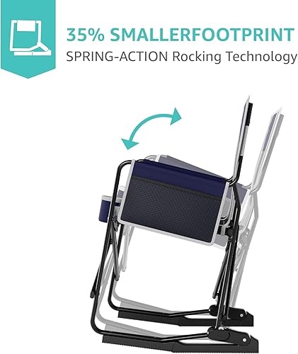 Miniatura 4 de Silla mecedora para camping, silla plegable para césped con portavasos plegable, estilo libre, estilo libre, color azul marino