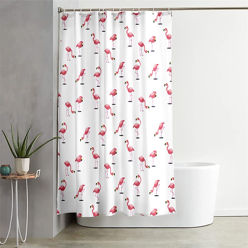 Tenda da doccia impermeabile,fenicottero 3D stampa poliestere antimuffa resistente ad asciugatura rapida tenda da bagno con ganci per bagno doccia decorazioni per la casa(fenicottero,150x180