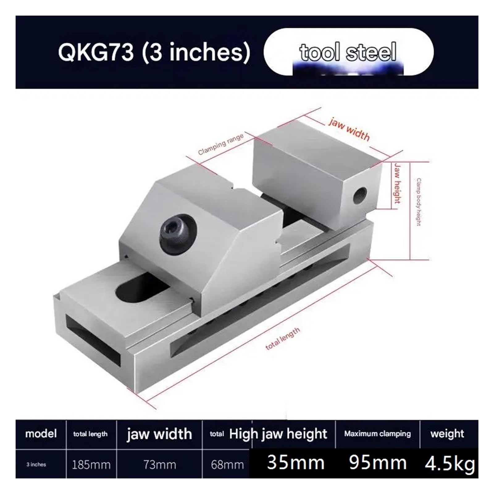 Imadło mocujące do ciężkich tokarek serii QKG — wszechstronne imadło maszynowe do precyzyjnego mocowania(3.0in 0.005mm)