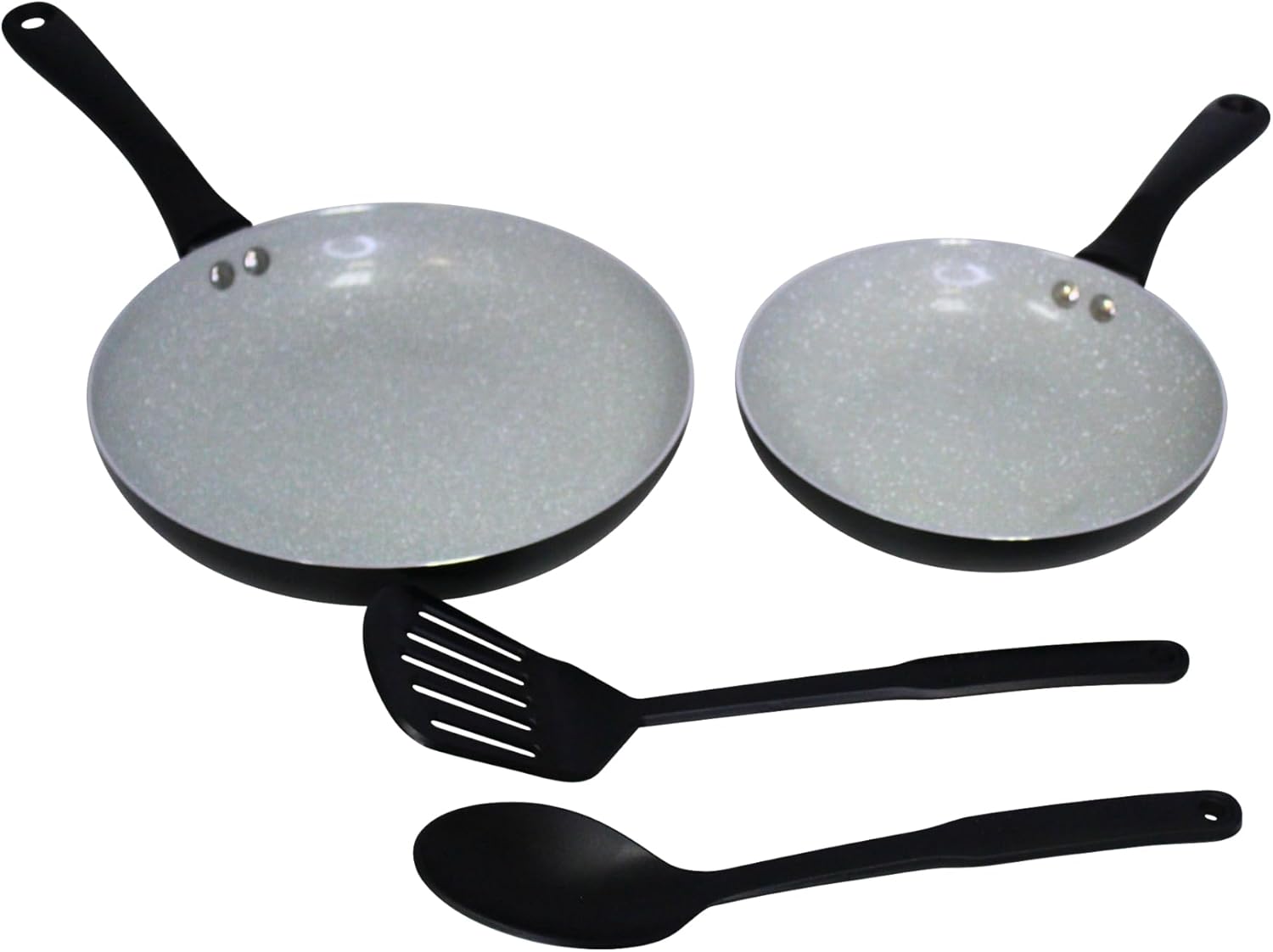 IMUSA Nonstick Ceramic Cookware Set 4-Piece 8in/10in, with Stay-Cool Handles, Aluminum, Black