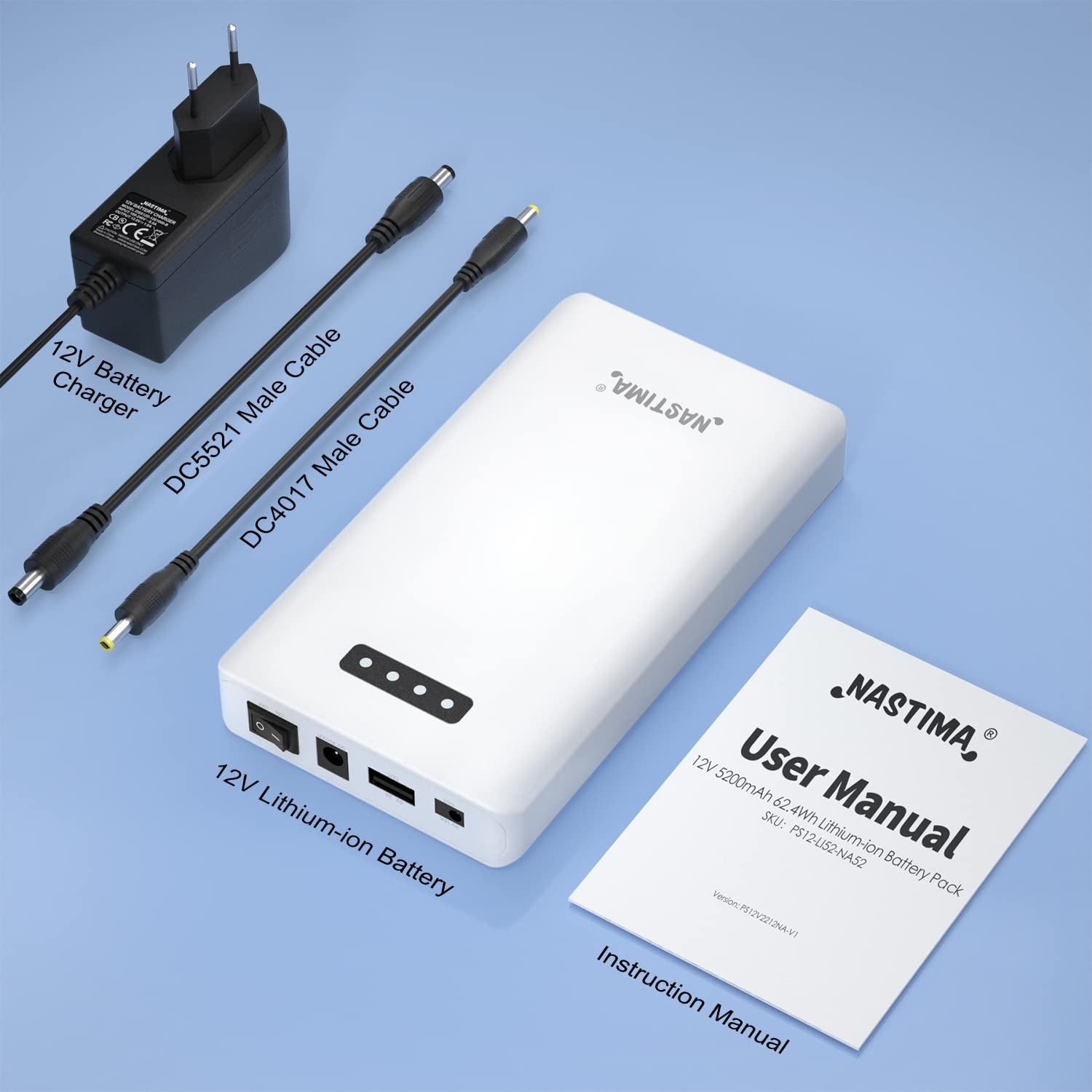 NASTIMA Pack Batterie Lithium-ION 12V 5200mAh 57,72Wh