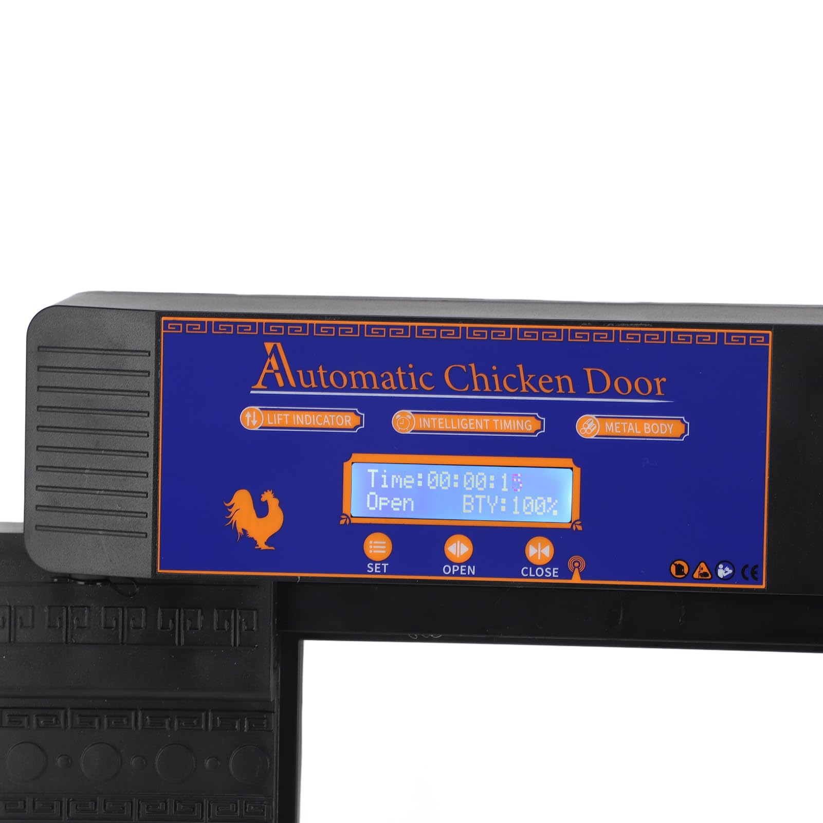 Apriporta Automatico Per Pollaio,Porta Automatica Per Pollai Alimentata A Batteria Solare,Design Anti-Pizzicamento A Doppie Porte Apriporta Elettrico Per Pollaio Con Controllo (Black)