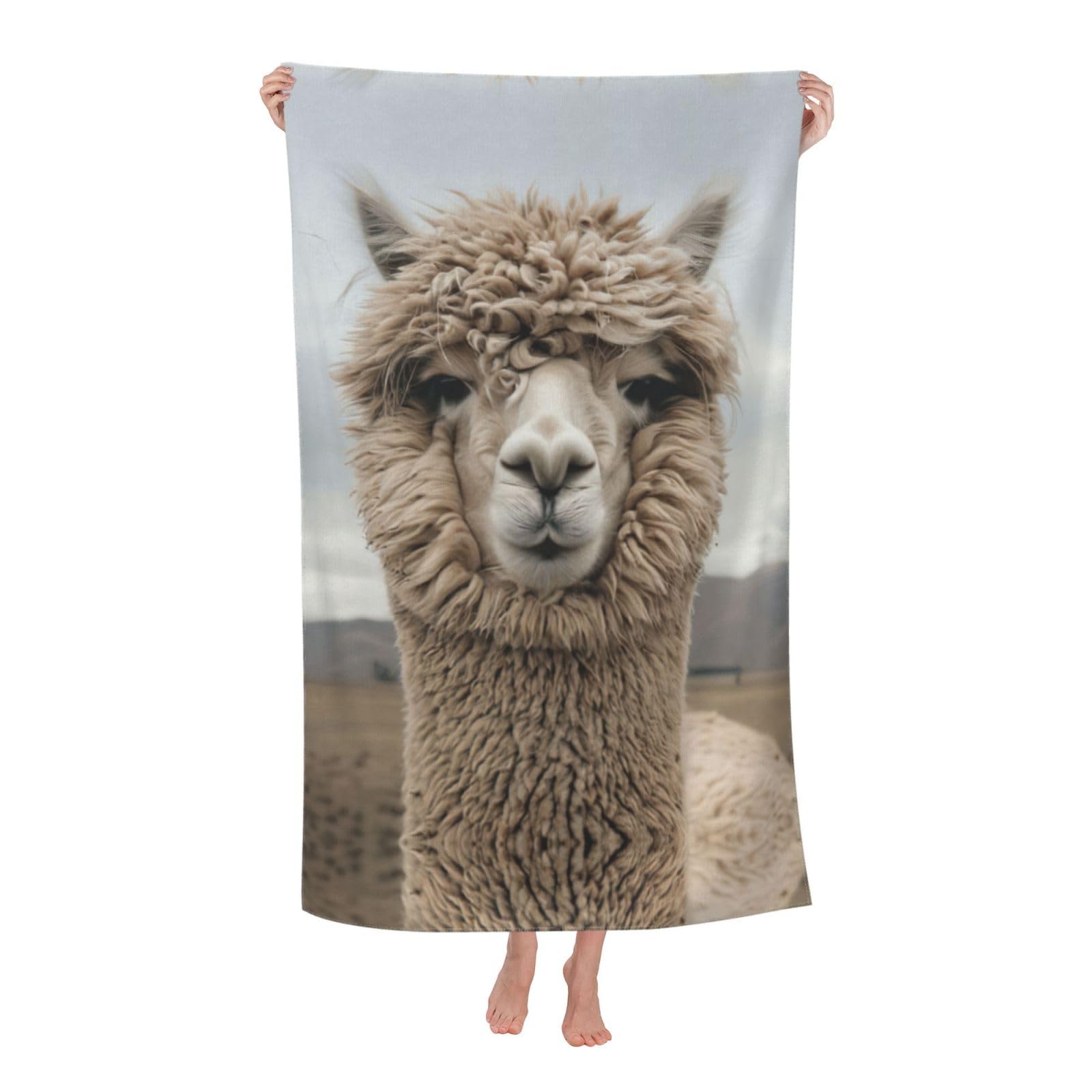 pojknbv I Love Alpacas Print Oversized Adult Beach Towel Quick-Dry Comfortable Lightweight Travel Pool Camping