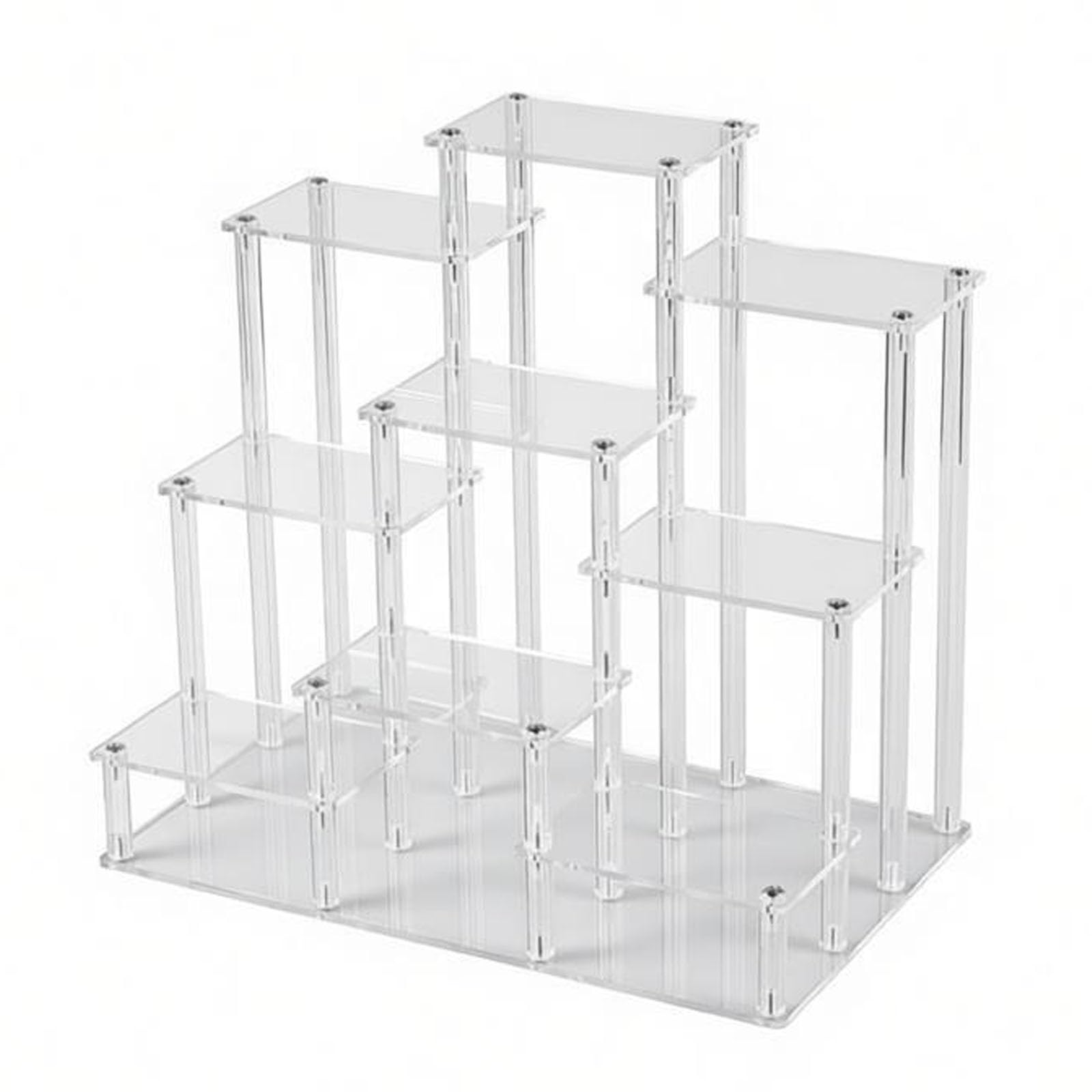 CXGBQSJ Multi Tier Acrylic Step Display Stand Clear Retail Display Rack for Countertop Organisation and Small Product Showcasing,6 Layers Transparent,Small