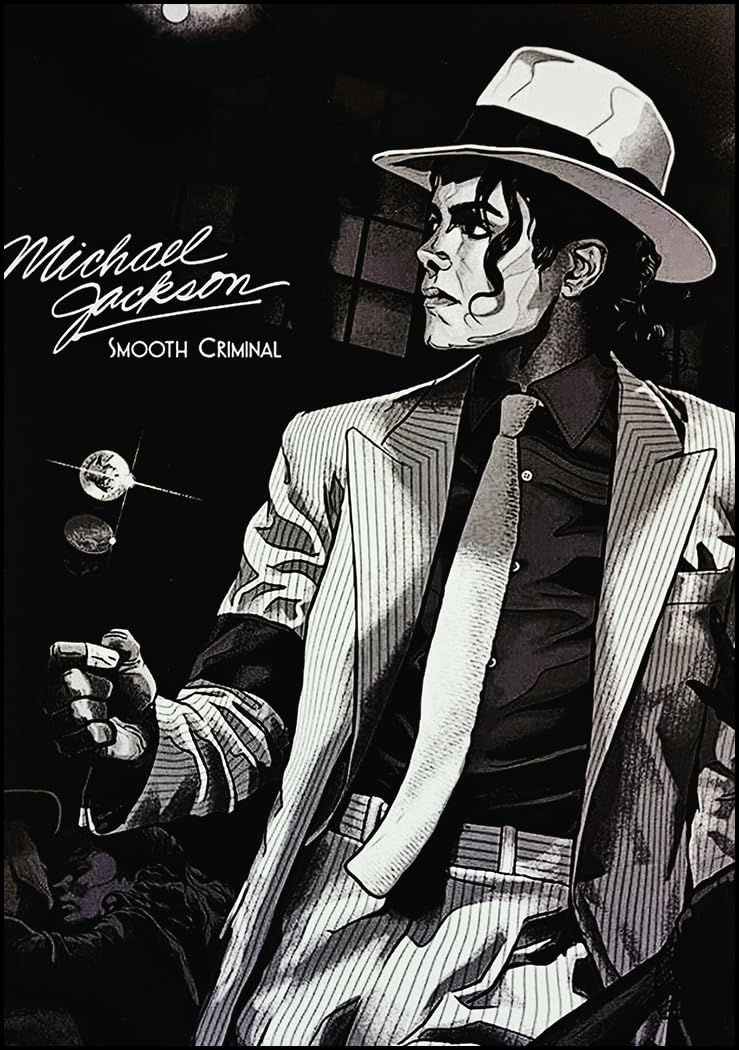 KUSTOM ART Cuadro de pared o de mesa Serie Cantantes Célebres Ilustración Michael Jackson Smooth Criminal Impresión artística sobre madera 30 x 21 cm