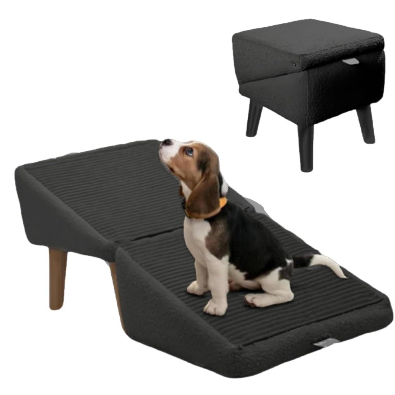 Generico Rampa Antiscivolo per Cani, Divano Letto Pieghevole per Auto, Scale per Cani di Piccola Taglia, Scale per Animali Domestici Leggere, per Letto a Soppalco E Divano,Nero