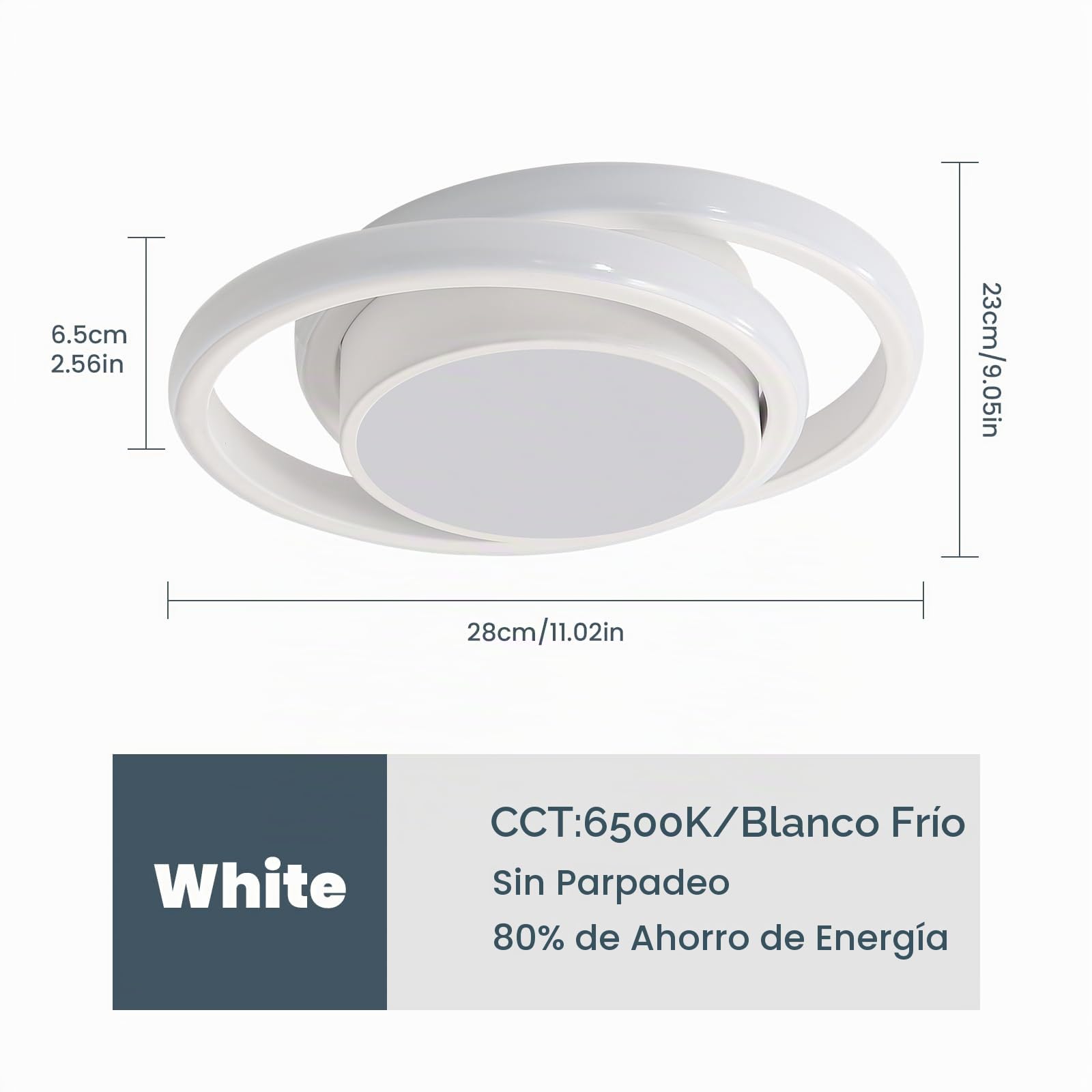 Goeco Plafon LED Techo Redondo Moderna, 32W 2350LM 6500K, Blanco | Lámpara de Techo LED, Luz de Techo para Corredor Baño Cocina Dormitorio Pasillo, Blanco Frío