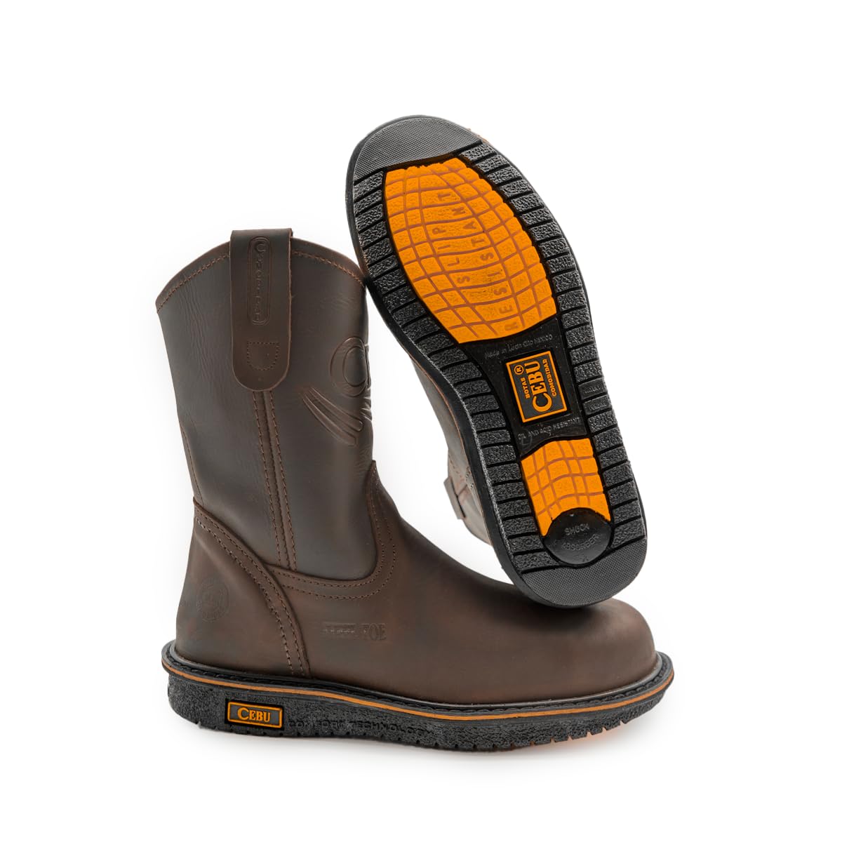 CEBU - Botas de Trabajo para Hombre (Punta de Acero, 25,4 cm), Marrón (Marrón), 39 EU