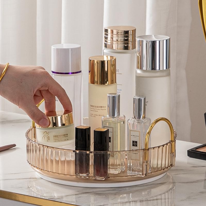 Miniatura 9 de Organizador de maquillaje para tocador, organizador de baño giratorio de 360 para encimera, organizador de cuidado de la piel de alta capacidad,