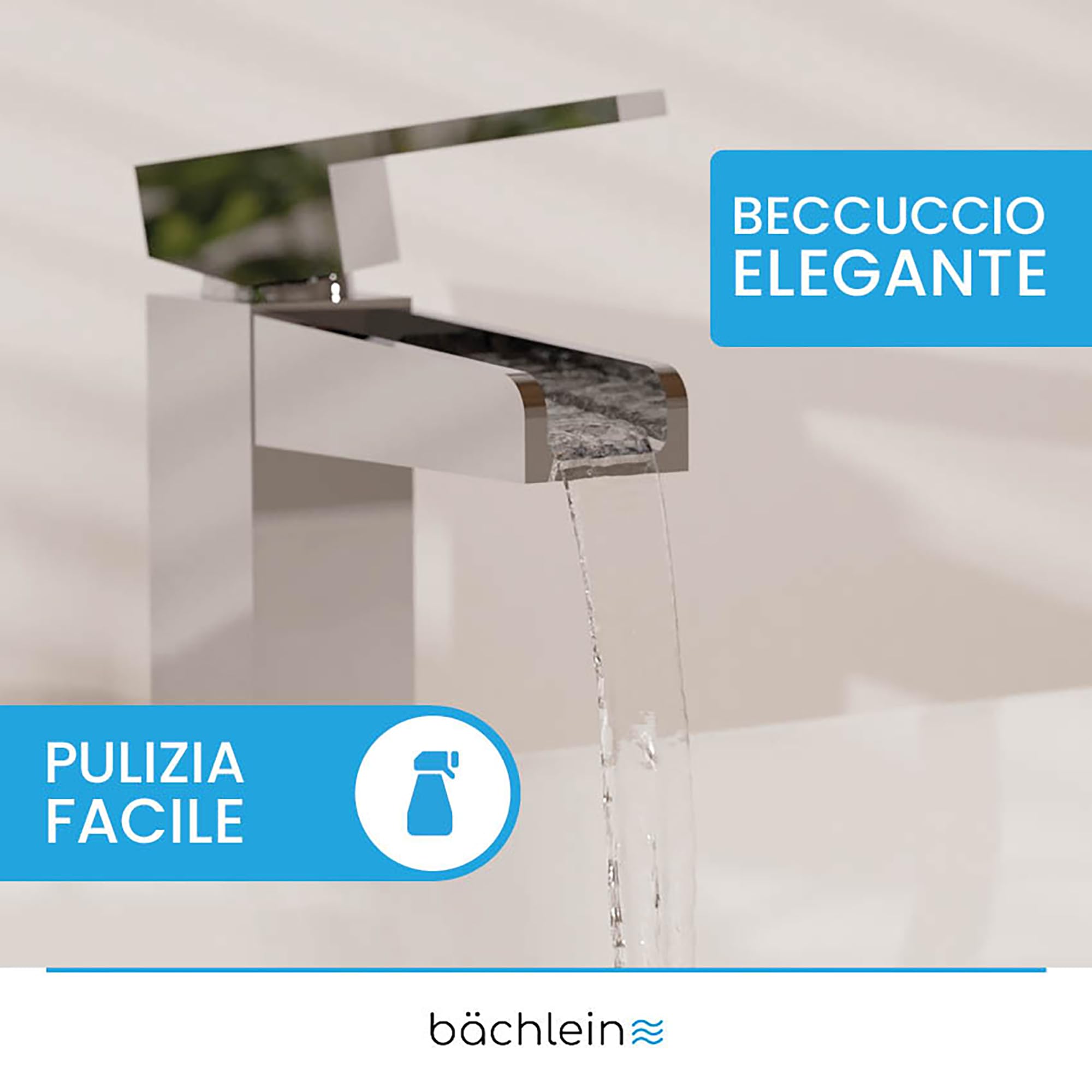 Bächlein Rubinetto alto per bagno con design ruscello, miscelatore monocomando extra alto con kit di montaggio per lavabo, rubinetto da bagno cromato