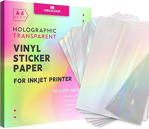 Miniatura 1 de Papel adhesivo de vinilo imprimible de alta calidad para impresora de inyección de tinta, 20 hojas de 8.5 x 11 pulgadas, impermeable, se seca