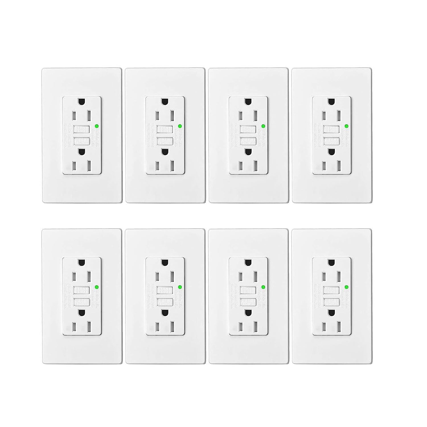 SuperInk 15 amp Non-Tamper Resistant GFCI Outlet,Weather Resistant Ground Fault Circuit Interrupter Receptacle with LED Indicator,ETL Certified for Outdoor/Balcony/Commercial,White,8PK