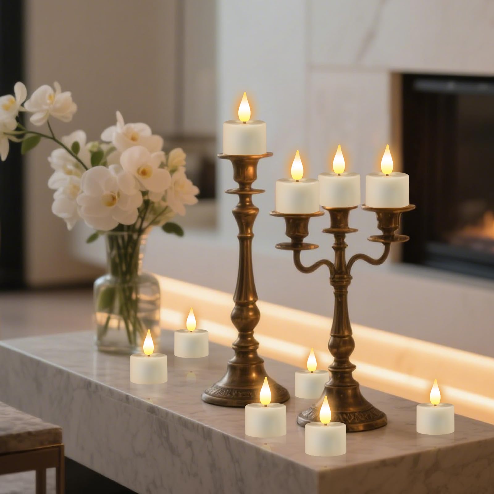 Candele LED Piccole per Tavolo del Tè, Effetto Luce Fiammeggiante per Atmosfera Accogliente, Set da 6/12 pezzi, Ideali per Decorazione del Tè e Cena Romantica