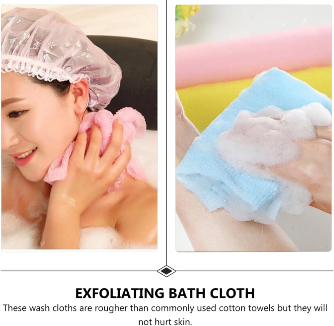 8pcs Long Nylon Back Scrubber Bath Towels for Women and Men, Body Wash Cloths to Remove Sweat and Dead Skin, Shower Loofah Sponges for Effective Exfoliating and Cleansing