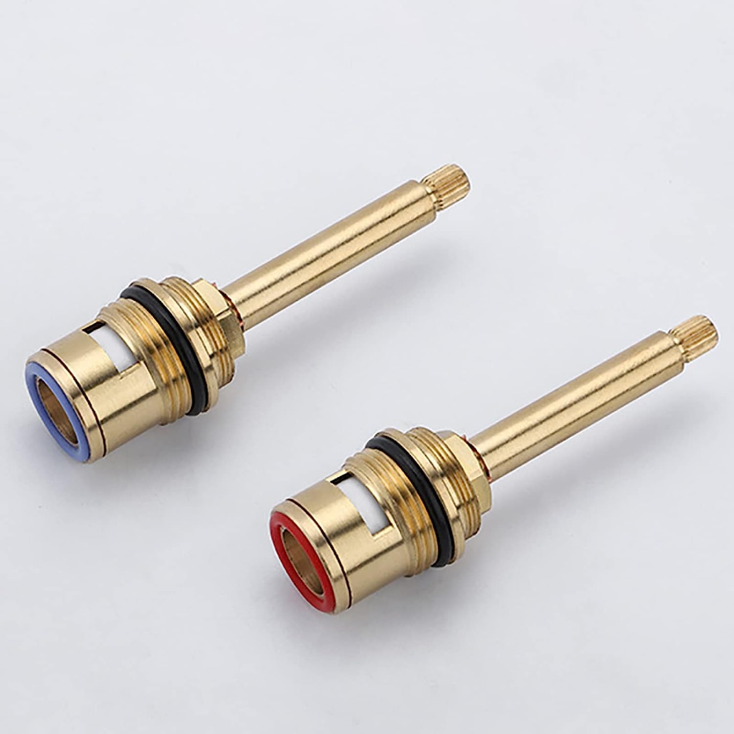 Cartouche de valve à disque tige en céramique quart tour 3/4" 20 valves SplineTap cartouche robinet laiton for cuisine salle bain, rouge(Red+blue)
