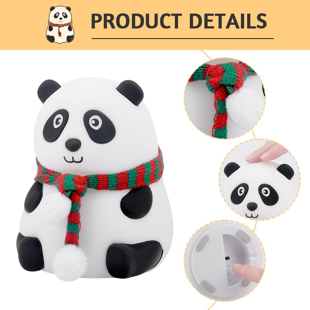 Vyoma Cute Panda Night Light, Cute Night Light for Kids, Color Change Silicone Night Light, USB Rechargeable Nursery Lamp, Eye Caring Night Light Multicolor Night Lamp for Kig Bedroom Gift 4