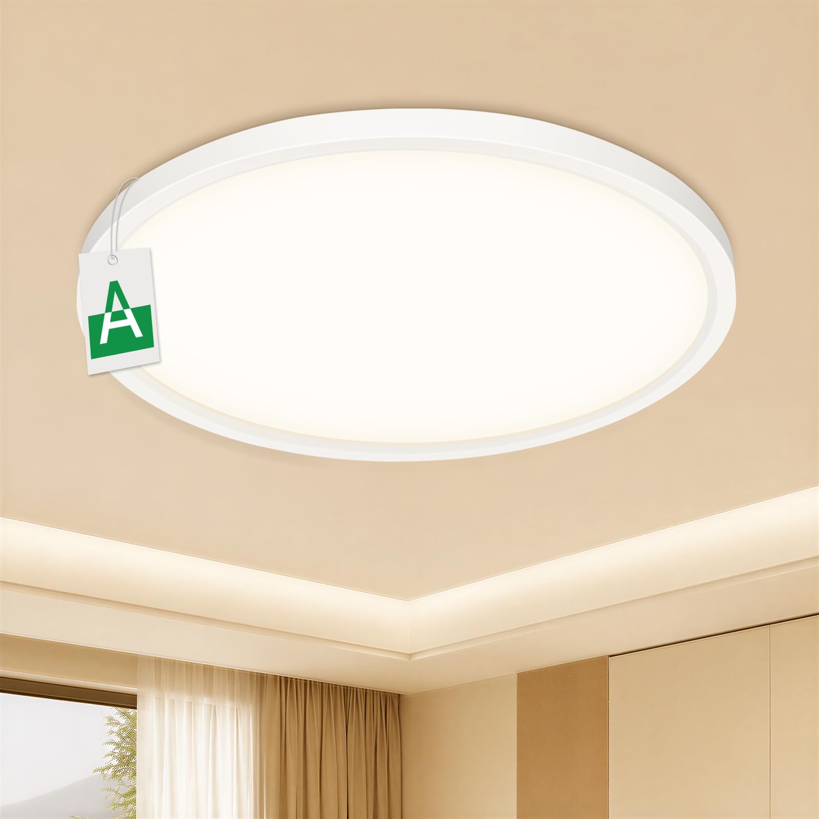 Plafonnier LED 14W, 4000K 3000LM Lampe Plafond, Rond 30CM | Ultra Plat, Étanche IP54, Moderne Éclairage de Plafond pour Cuisine, Chambre, Salle de Bain, Balcon
