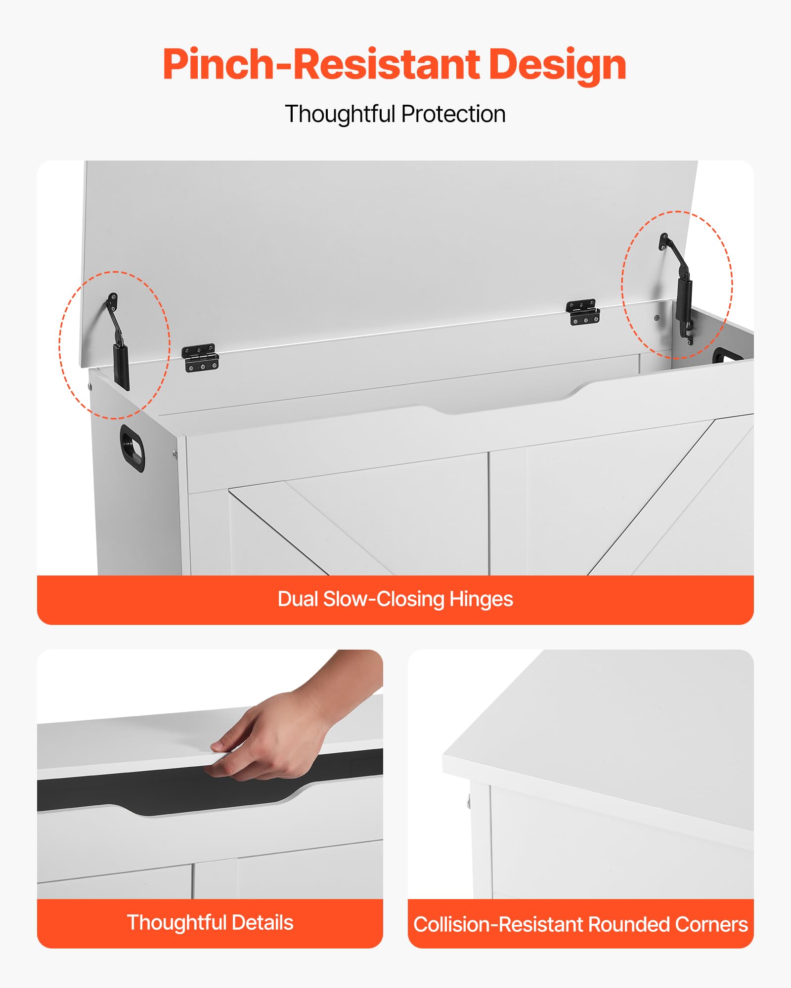 VEVOR Panca per Bambini con Contenitore da 990 x 395 x 480 mm, Contenitore per Giocattoli in Legno con Cerniera di Sicurezza, Baule Portaoggetti per Sala Giochi, Soggiorno, Ingresso, Bianco