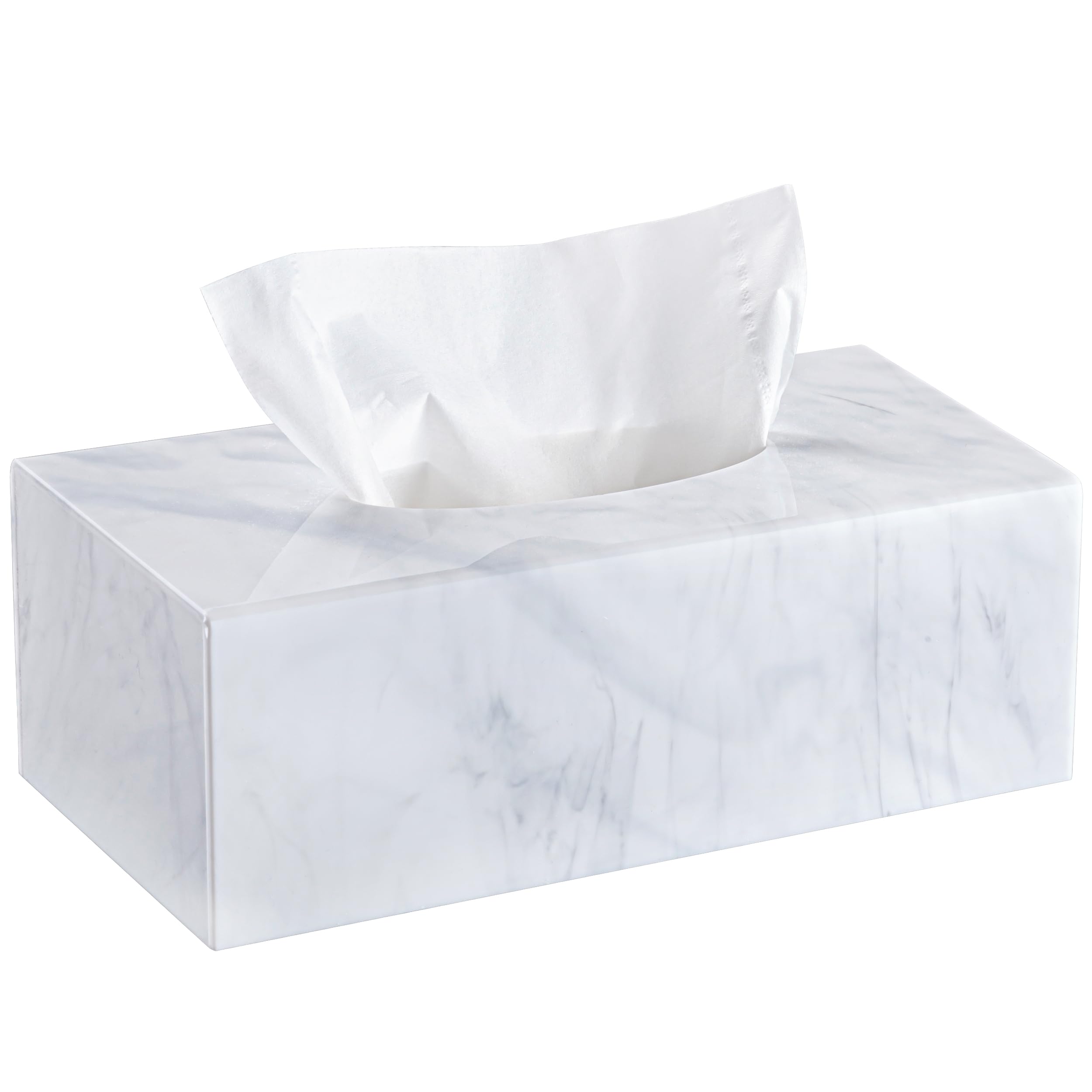 HBlife Acrylic Tissue Box Cover with Magnetic Bottom, Marble Pattern Dryer Sheet & Mask Holder for Car, Bathroom, Office - Rectangular, 9.84 x 5.02 x 3.54 Inches