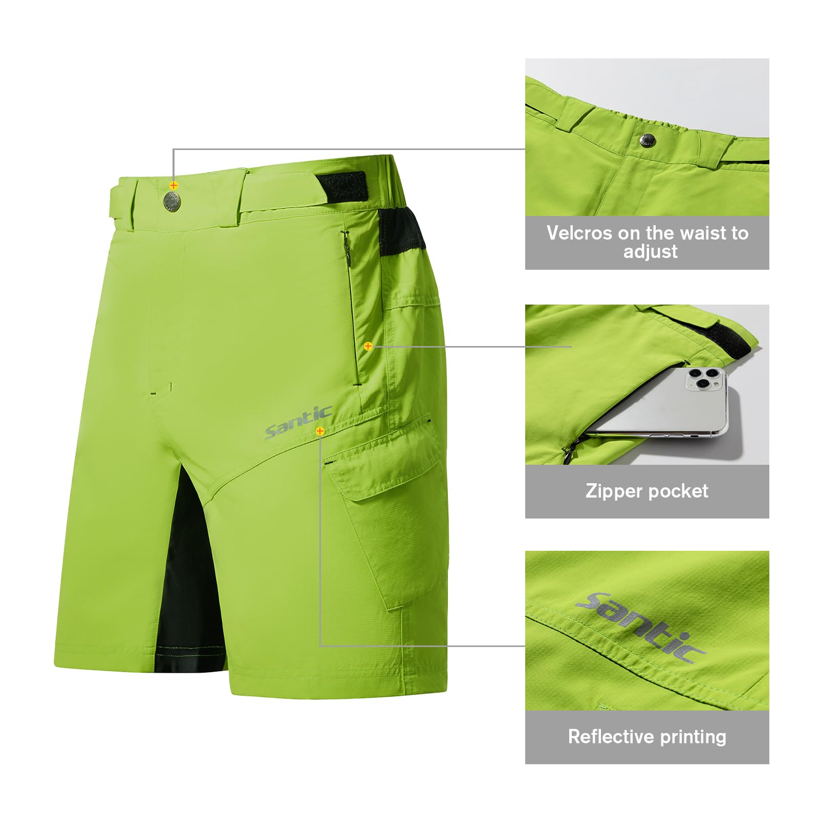 Santic Pantalones Cortos Hombre Pantalones Deportivos Casual Cortos Cargo Shorts