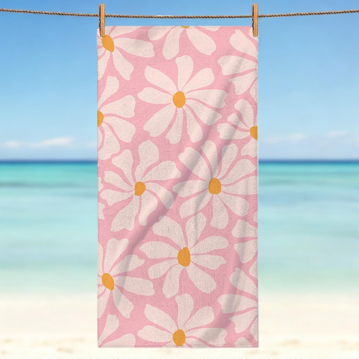 YZQGLHP Flowers Microfibre Beach Towel Blush Beach Bath Towel Quick Drying, Lightweight, Sand-Free, Durable, for Pool, Gym, Camping, Travel Towel 70x130cm