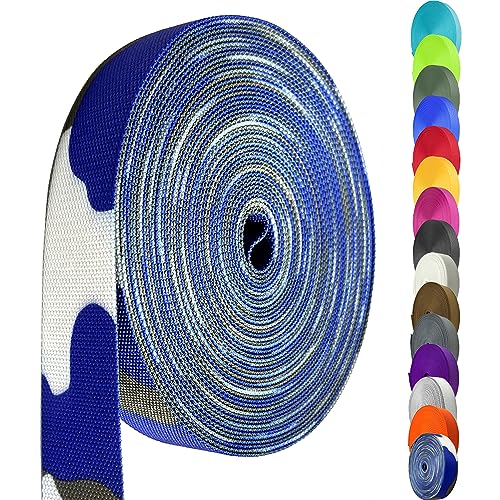 Image of Nylon Webbing 1.5 Inch, Heavy Duty Nylon Webbing Strap 12 Yard,Durable Nylon Strapping for Indoor or Outdoor Gear, DIY Crafting, Repairing (Camo Blue, 12 Yard)