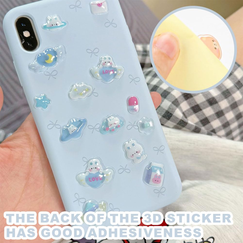 3D Puffy Sticker Sheets, Set of 3 Adorable Pink Bunny & Puppy & Dinosaur Designs, Thick Decals for Scrapbooks Journals - Image 4