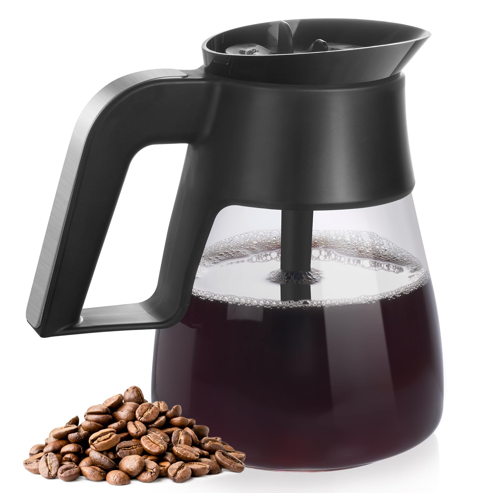 10 Cup Coffee Pot Replacement for Ninja Coffee Maker CM401 CP301 CFP101 CFP301 CP307 Glass Coffee Pot Replacement with Brewing Lid, Stainless Steel Metal Handle