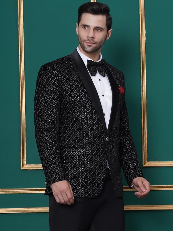 Image of FAVOROSKI Wedding Sequence Blazer Suit for Men | Embroidered Velvet Blazer | Relaxed Fit Blazer for Men Wedding Party | Ethnic Wear Blazer for Men | Blazer Suit for Men | Festive Blazers for Men