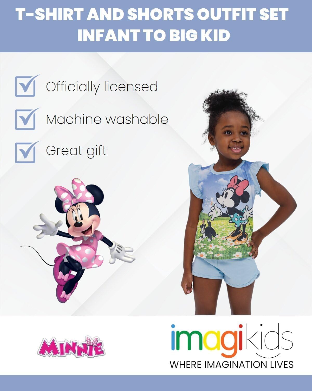 Disney Minnie Mouse Lilo & Stitch Little Mermaid Ariel Floral T-Shirt and French Terry Shorts Outfit Set Infant to Big Kid - Image 4