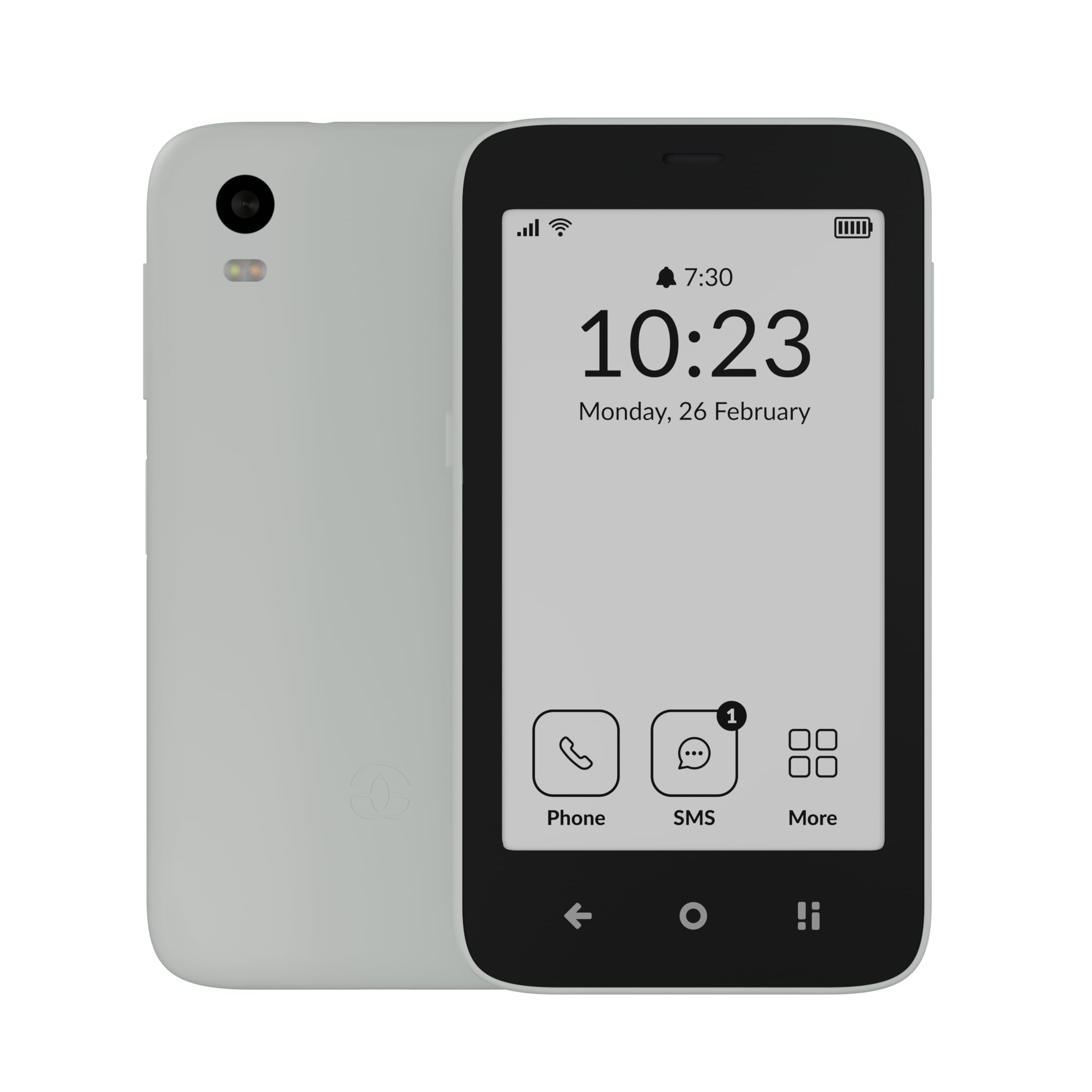 mudita Kompakt – Teléfono E-Ink y Set de Accesorios para Detox Digital – Modo Offline+, Diseño Minimalista, Dual SIM, Sin Aplicaciones – Utilizable en Todo el Mundo, Blanco