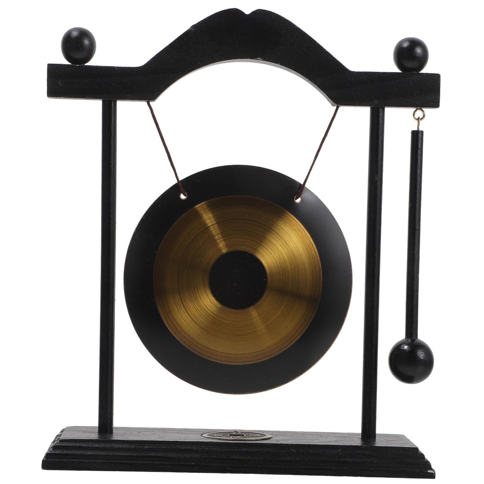 Levemolo Vintage Brass Gong Zodiac Motif Compact Desktop Gong Set Home Office Decor