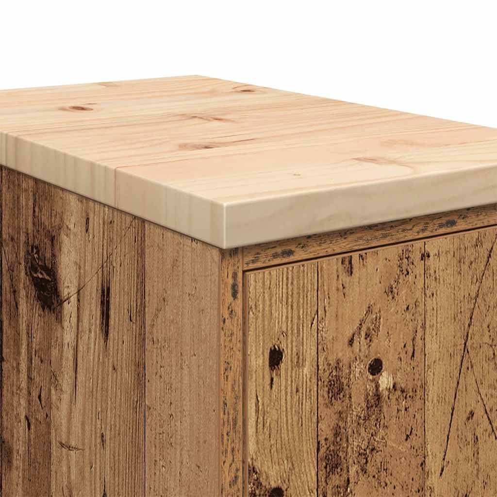 vidaXL Garagen-Aufbewahrungsschrank Altholz-Optik Massivholz Kiefer, Schrank, Werkzeugschrank, Lagerschrank, Garagenschrank, Aufbewahrungsschrank