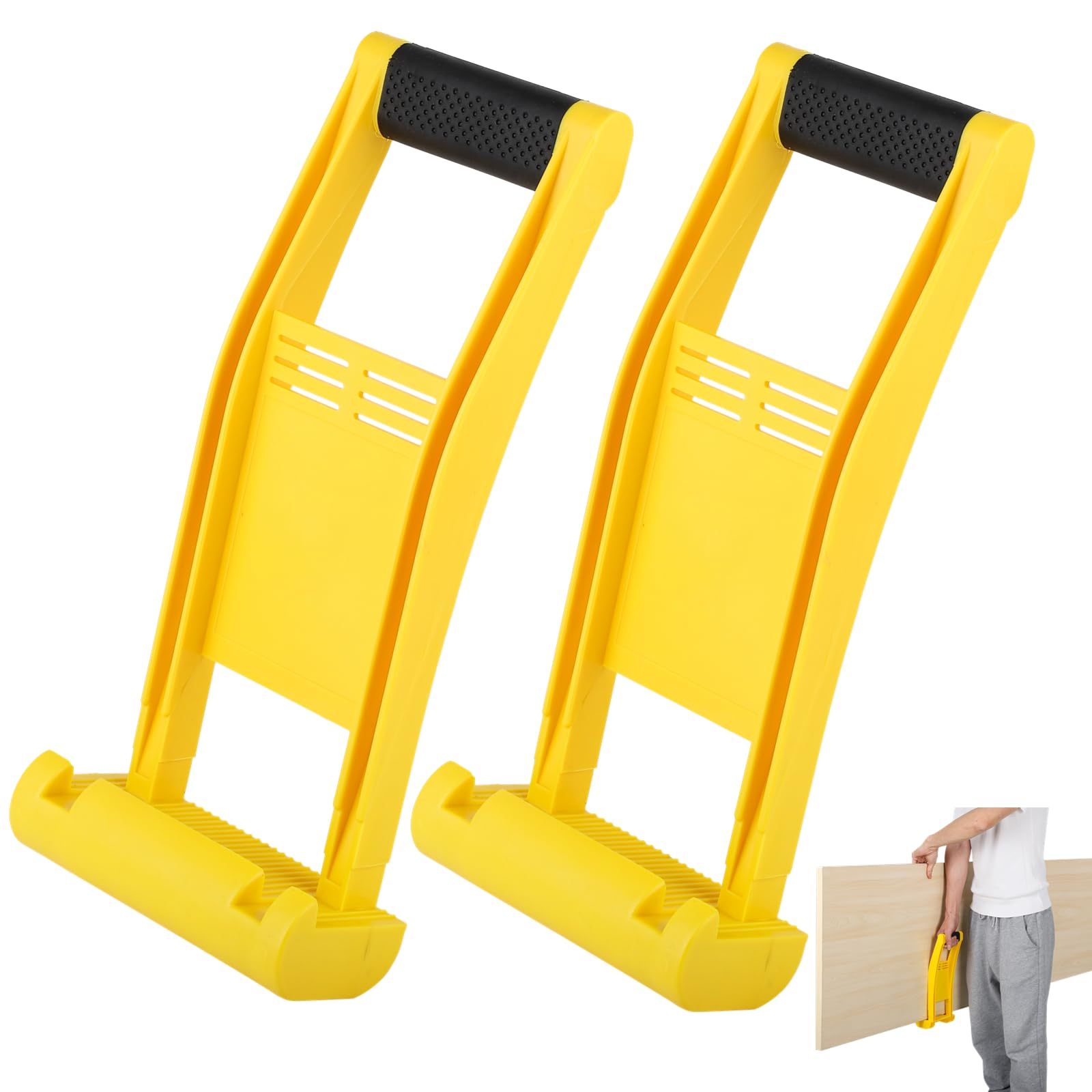 Lot de 2 supports de plaques de plâtre, poignées de transport en plastique pour cloison sèche, outil de transport de panneaux avec capacité de charge de 80 kg, outils de levage antidérapants en