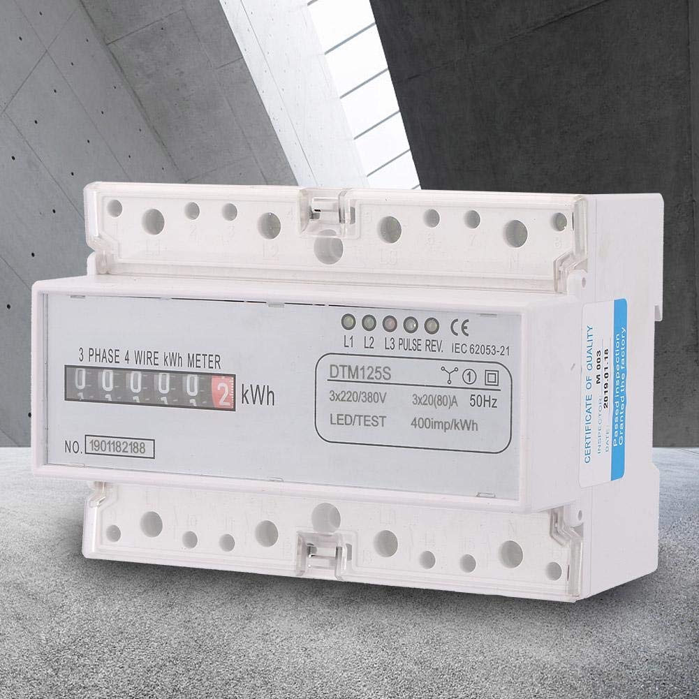 Keenso DTM125S Hutschiene Drehstromzähler, 220 / 380V 20-80A Dreiphasiger elektronischer Stromzähler 35mm Hutschiene Leistungsmesser Digital Stromzähler