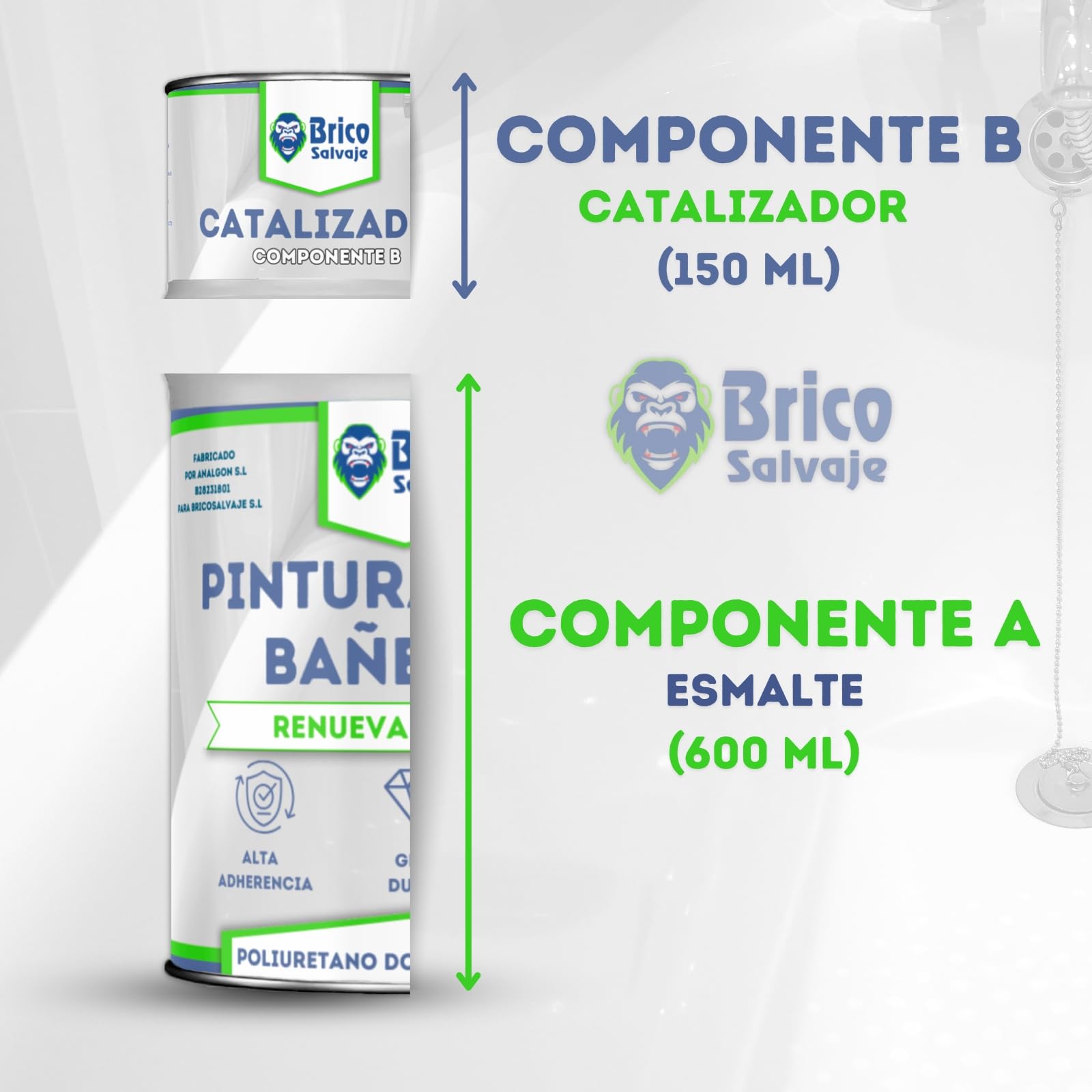 Pintura para Bañeras Acabado SATINADO Dos Componentes 600+150 ML | Fácil Aplicación | Acabado Cerámico | Impermeable (Scarlett beige claro)