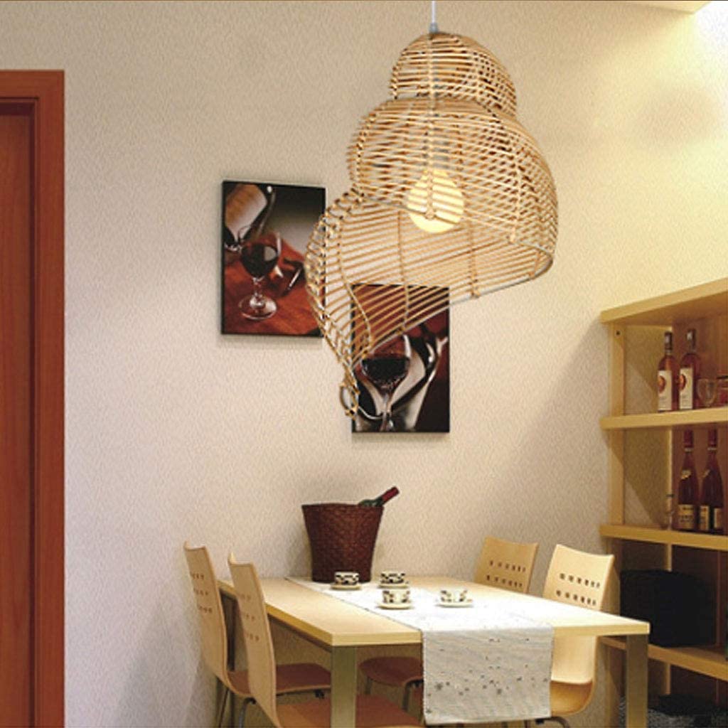 Kreative Hängeleuchten Muschel Gewebt Kronleuchter Pendellampe E27 Gewebt Rattan Höhenverstellbar Pendelleuchte Industrie Esszimmer Lichter Wohnzimmer Kinderzimmer Cafe Esszimmer lampe,Woodcolor,25CM