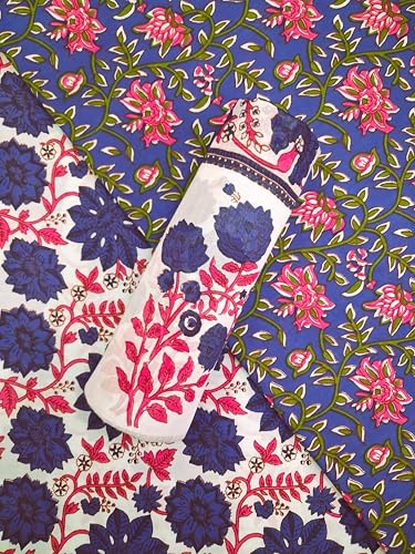 Image of VEENA HANDICRAFT Pure Cotton Jaipuri Sanganeri Print Salwar Suit With Dupatta set
