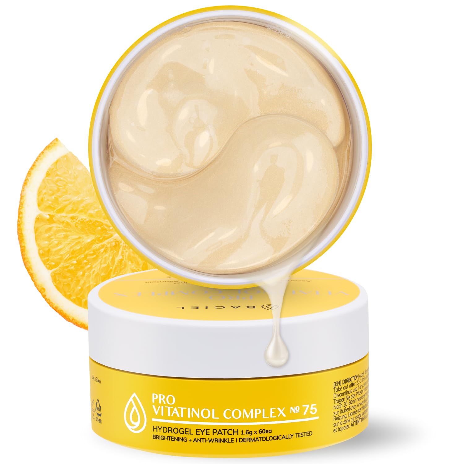 BACIEL - 75% Sea Buckthorn mit Retinol unter dem Auge Hydrogel-Maske für Augenringe, Falten und Schwellungen (geschwollene Augen) | Koreanische Augenmaske