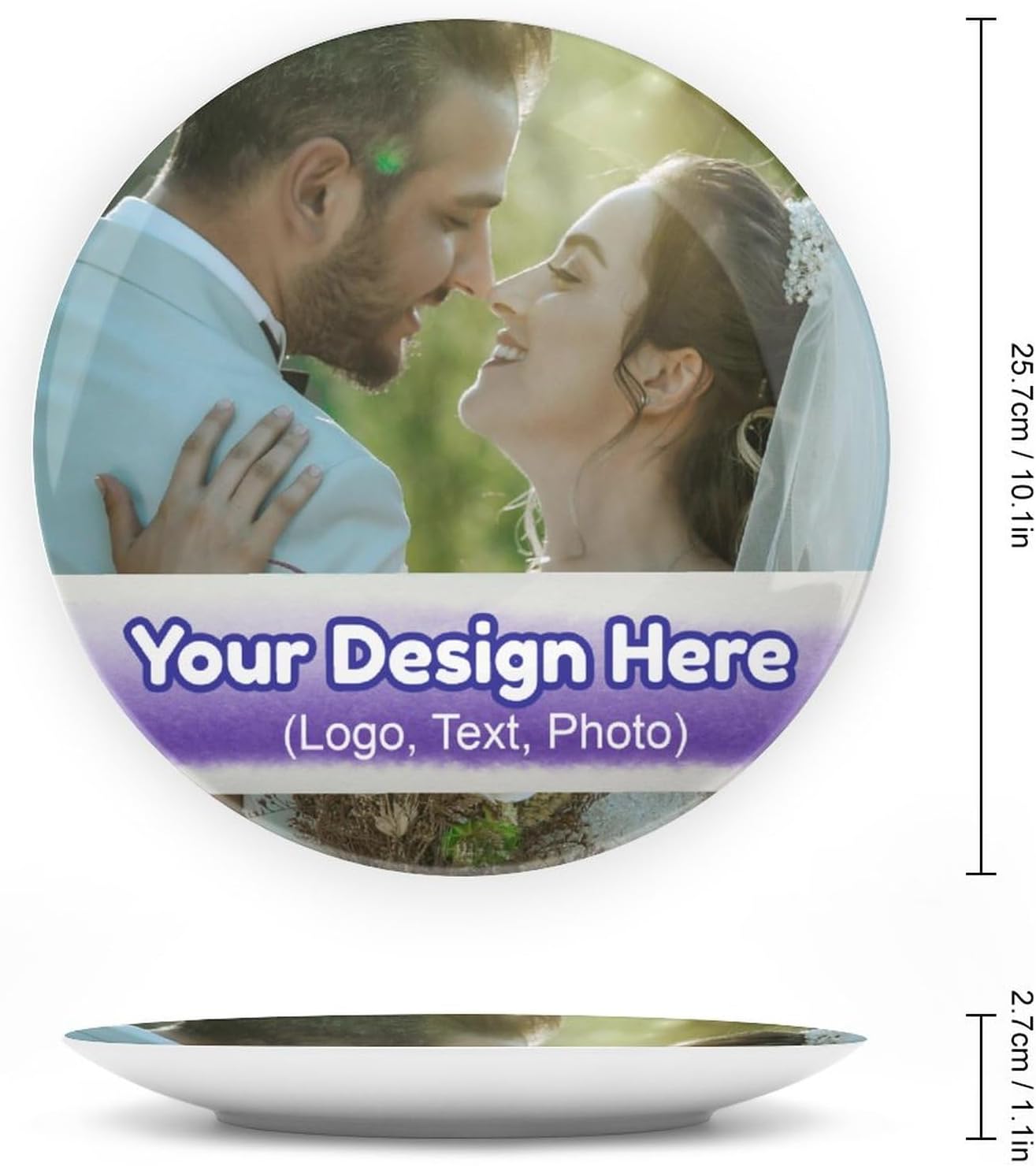 Custom Photo Commemorative Decorative Plates Personalized Picture Wall Plate with Display Stand Your Text Here Dinner Dessert Dish Ceramic Plate Ornament Home Office Table Decor Plate 10 Inch