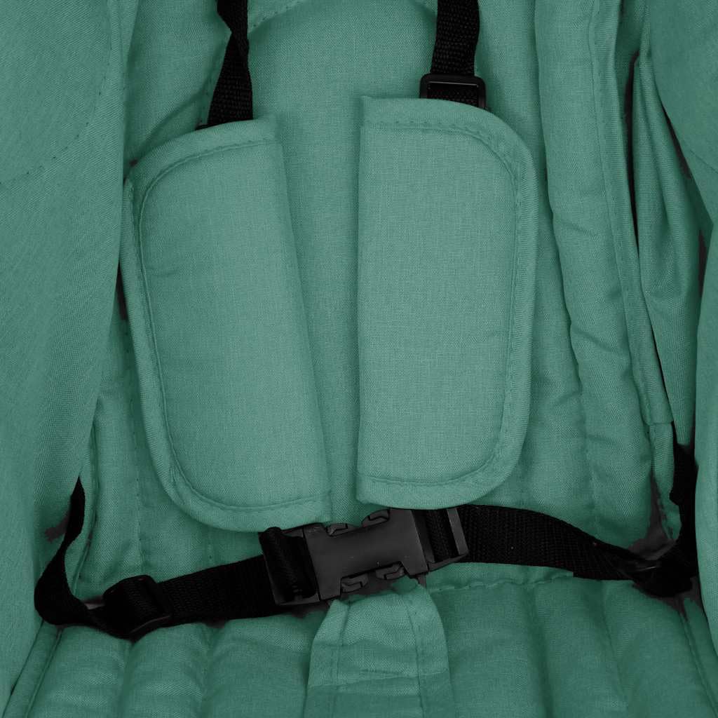 vidaXL Poussette à Deux Places Landau Pliable de Vayage Poussette de Voyage pour Tout-petit Extérieur Protection contre Rayons UV Vert Acier